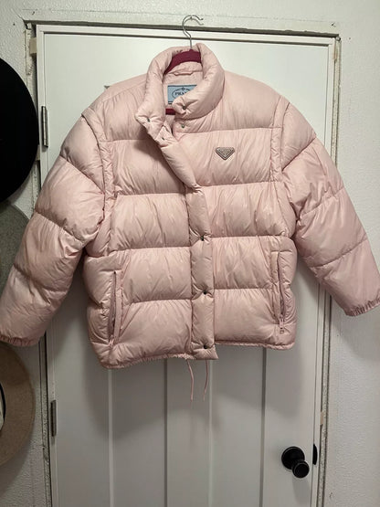 Prada Re-Nylon Cropped Convertible Down Puffer Jacket