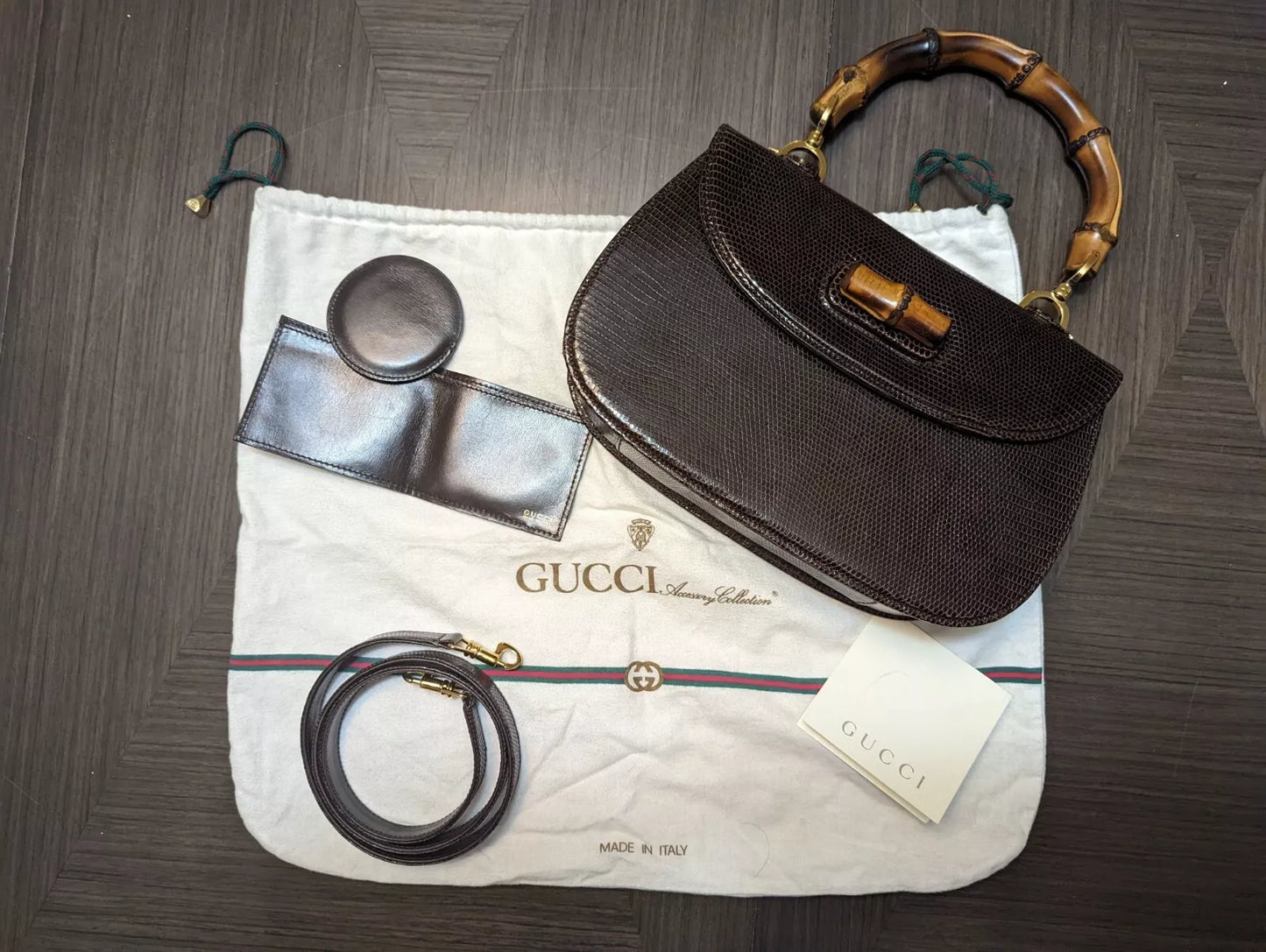 Gucci Brown Lizard Classic Bag