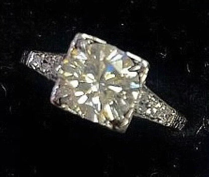 Art Deco Certified 1.51 Ct. Diamond Platinum Ring