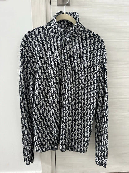 Dior Oblique all-over shell button long sleeve shirt