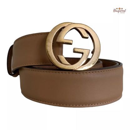 Authentic Gucci Beige Calfskin Leather Belt