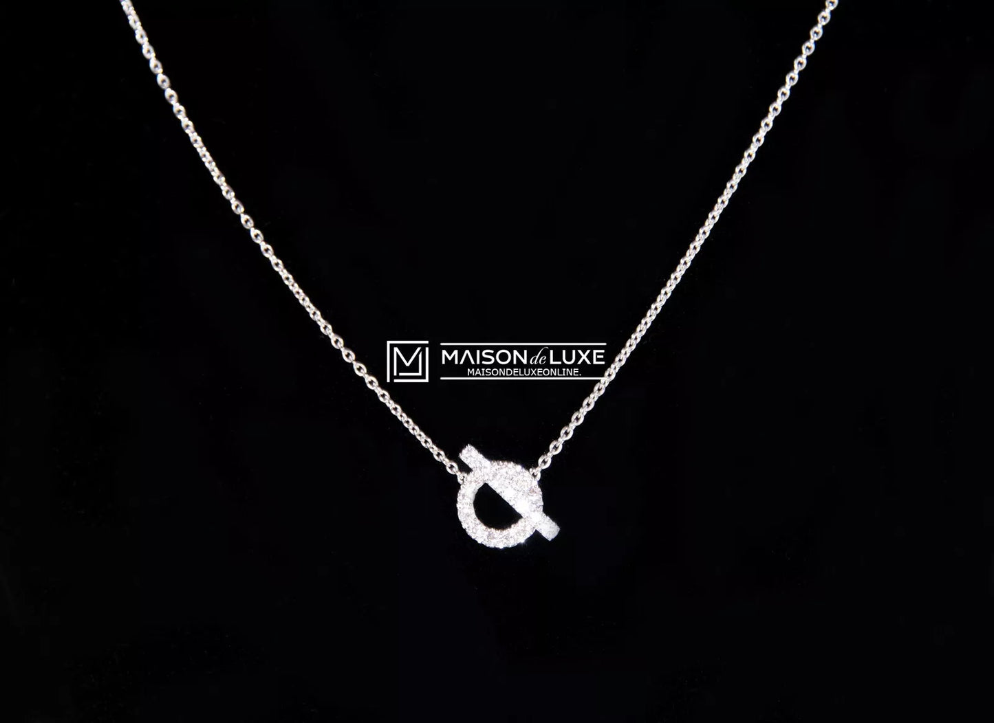 New Hermes 40% Off White Gold Diamond Finesse Pendant Necklace