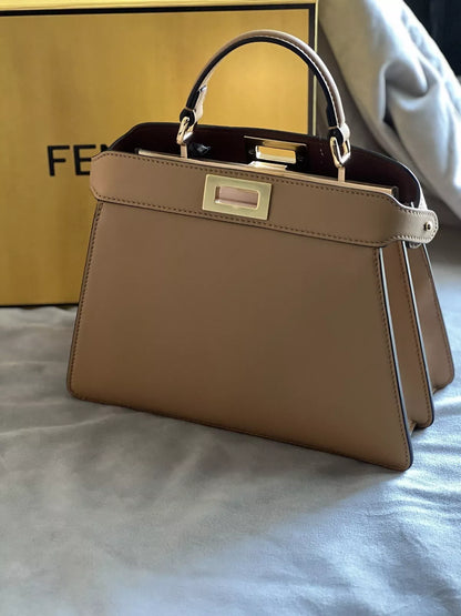 Fendi Beige Small Peekaboo ISeeU Top Handle Bag