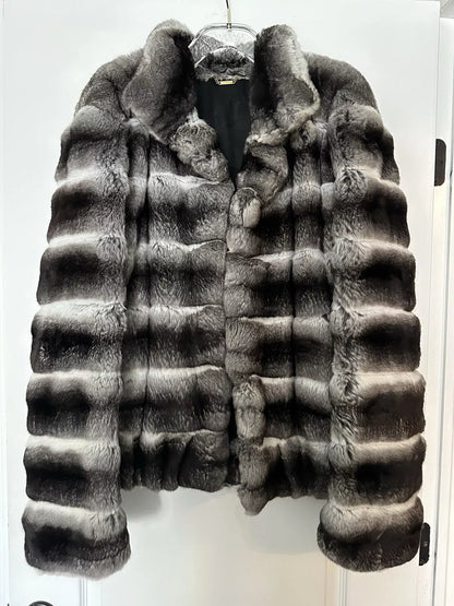 Versace Men’s Gray Chinchilla Real Fur Coat