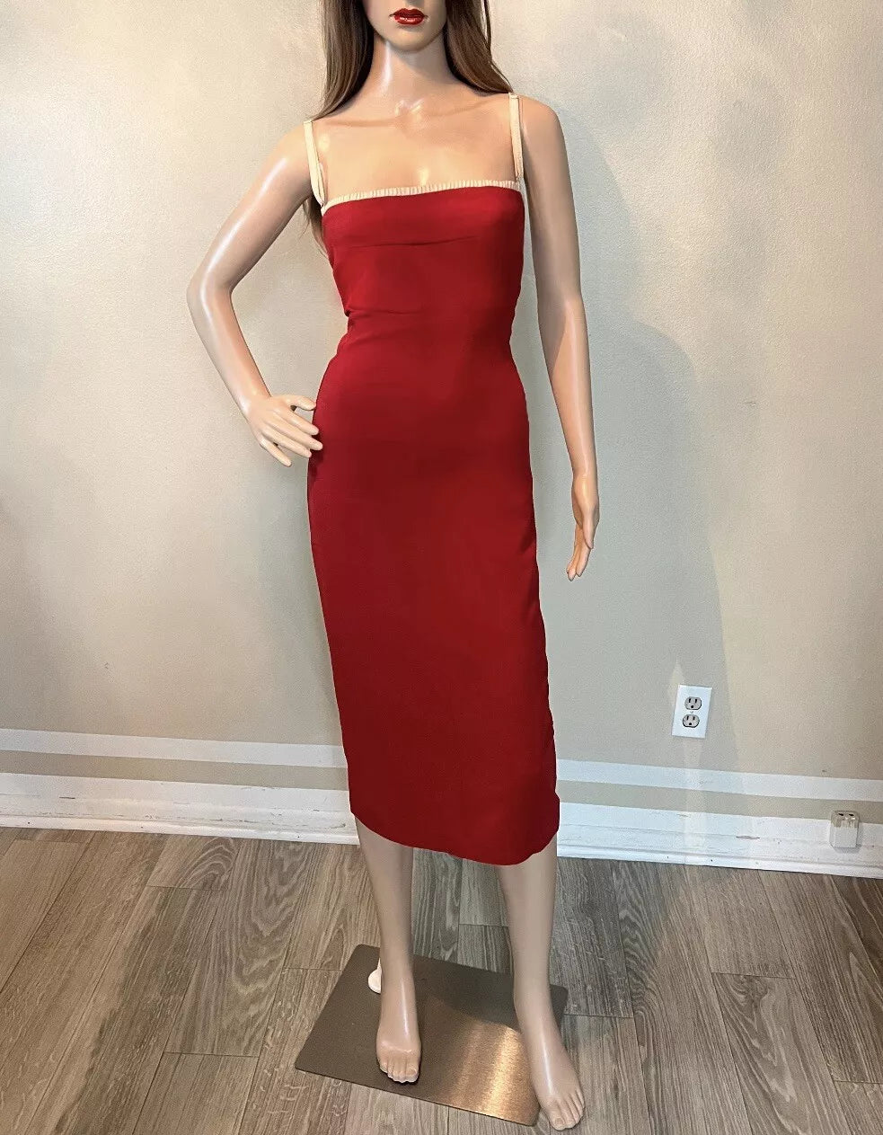 Vintage Dolce &amp; Gabbana D&amp;G Y2K Red Bodycon Midi Dress