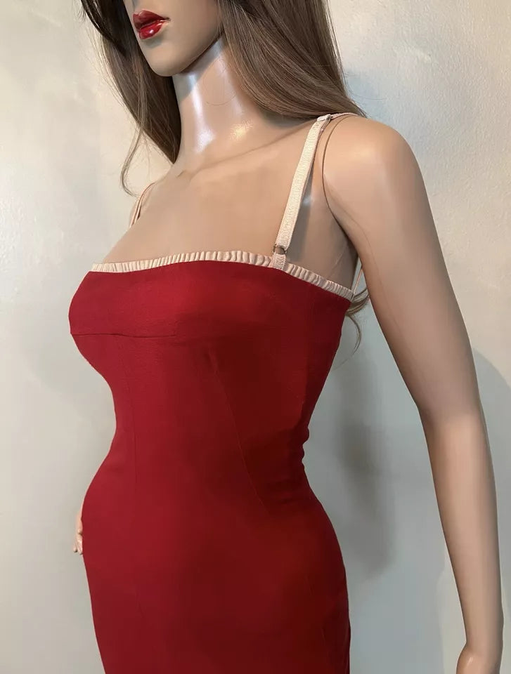 Vintage Dolce &amp; Gabbana D&amp;G Y2K Red Bodycon Midi Dress