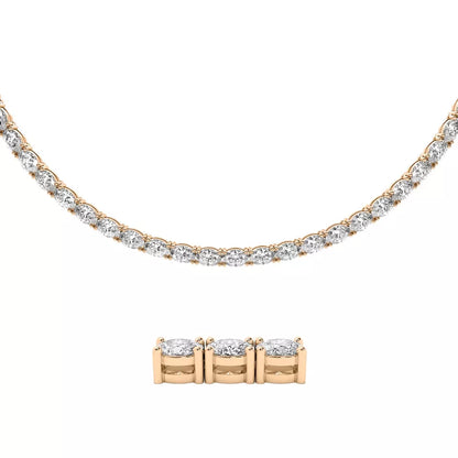 34 CT Oval Cut Lab-Grown Diamond Tennis Necklace