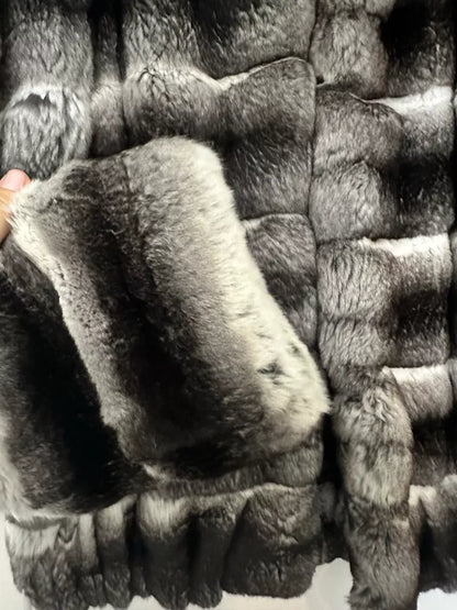 Versace Men’s Gray Chinchilla Real Fur Coat