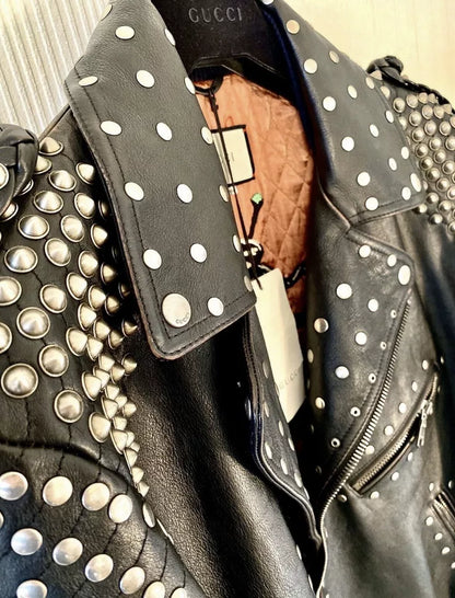 Gucci Studded Fringed Leather Jacket