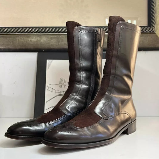 Gucci Men’s Brown Leather and Suede Boots