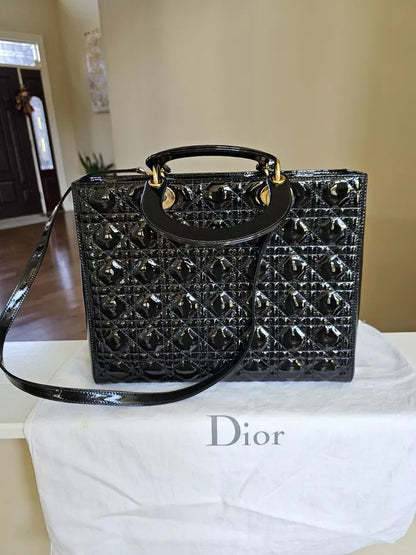 Dior Lady Bag in luxurious black calfskin leather