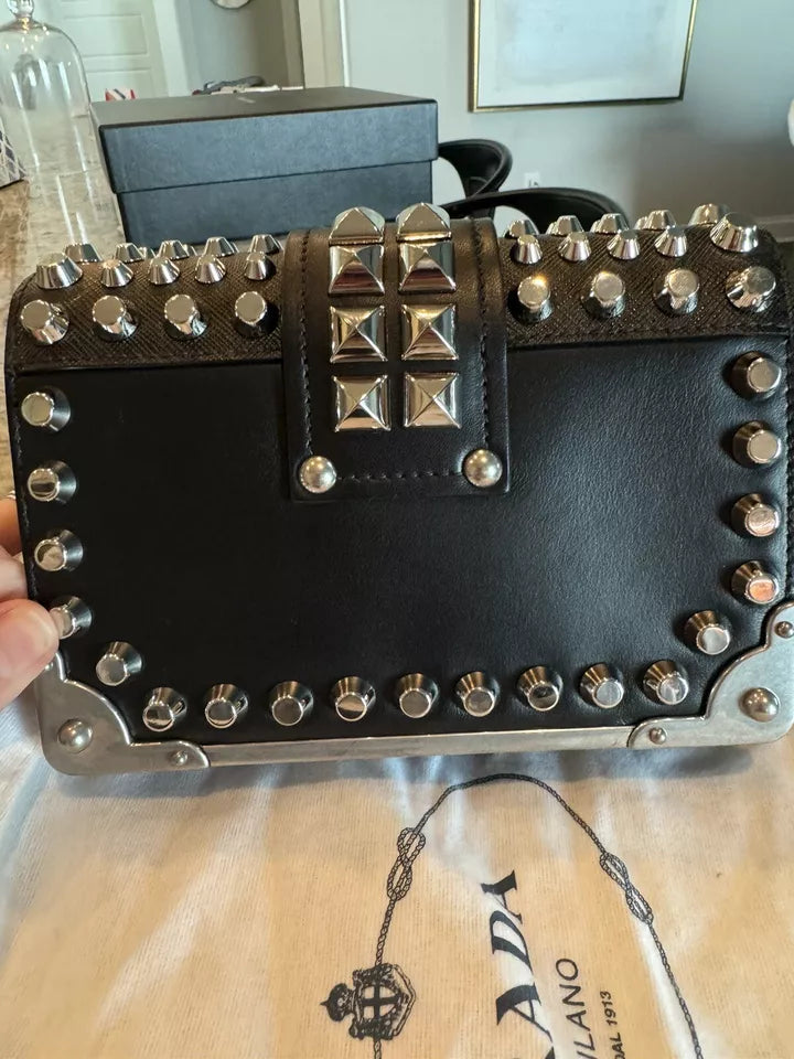 Prada Cahier Studded Crossbody Bag