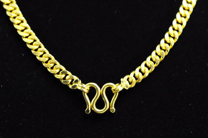 24K Solid Flat Curb Link Handmade Chain Necklace