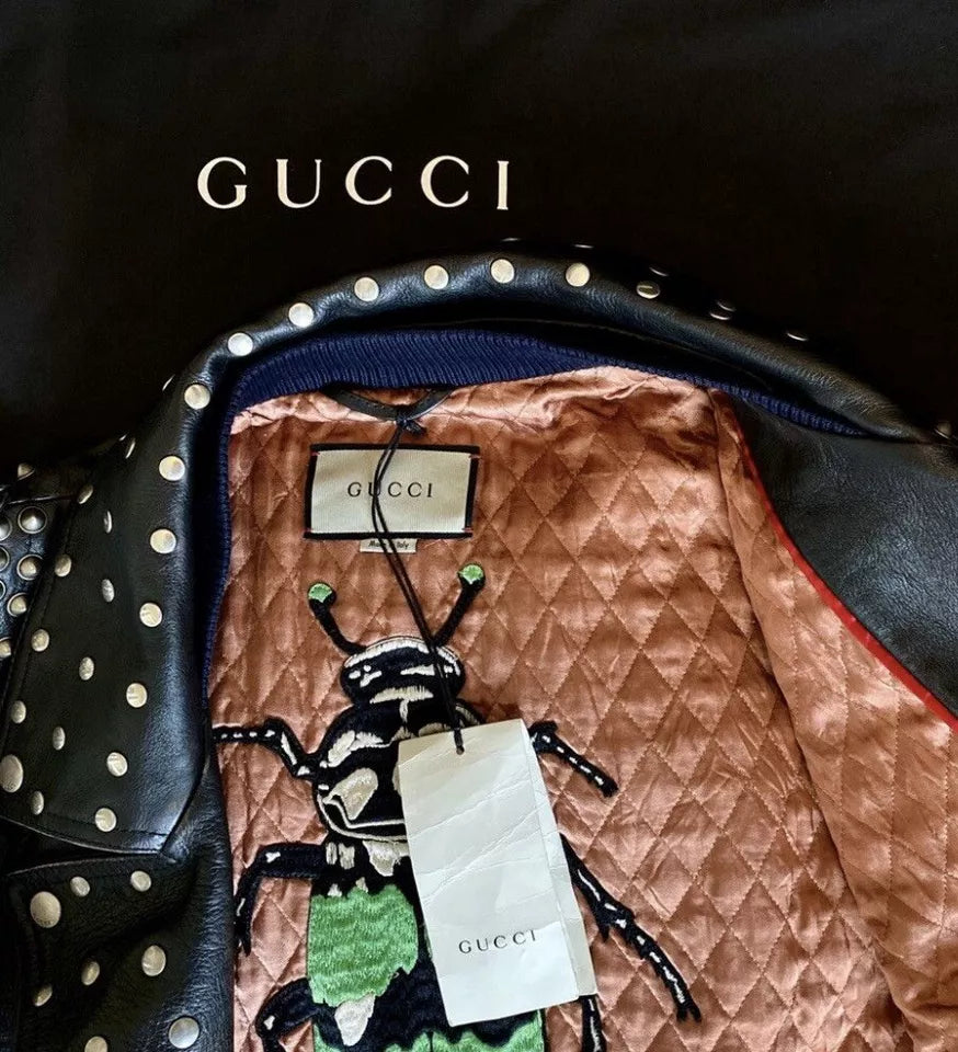 Gucci Studded Fringed Leather Jacket