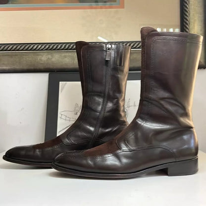 Gucci Men’s Brown Leather and Suede Boots