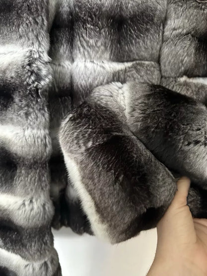 Versace Men’s Gray Chinchilla Real Fur Coat