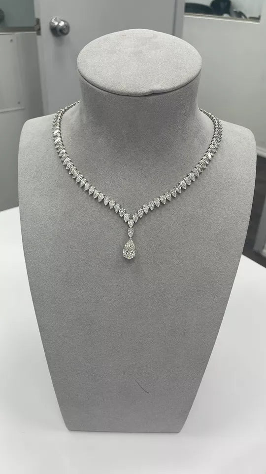 38.20 CT Pear Cut Lab-Grown Diamond Tennis Necklace