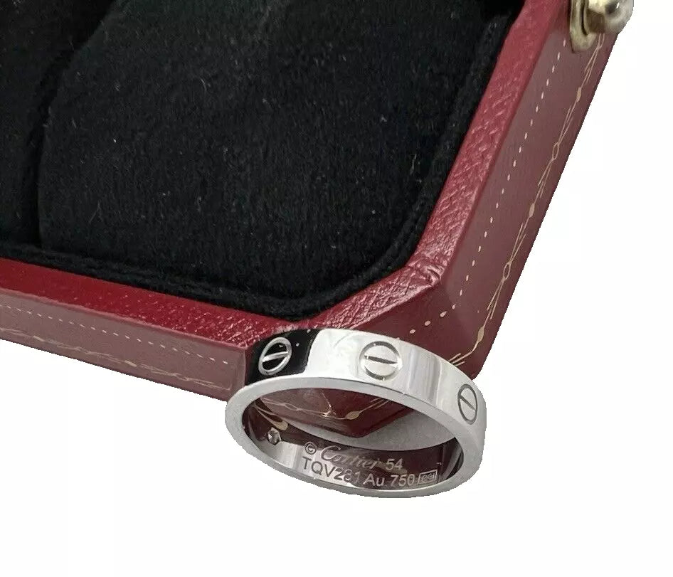 Cartier Mini Love One Diamond 18k White Gold Wedding Band Ring