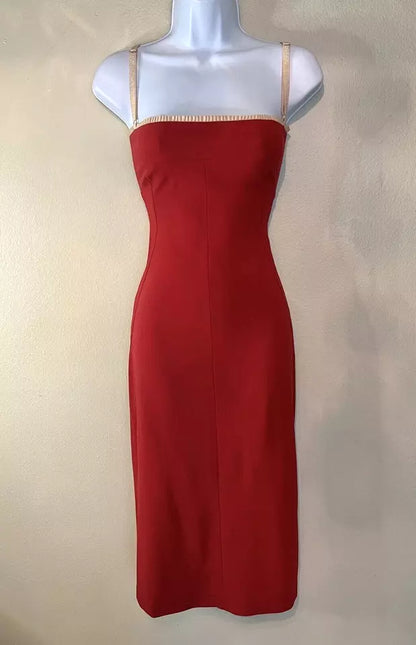 Vintage Dolce &amp; Gabbana D&amp;G Y2K Red Bodycon Midi Dress