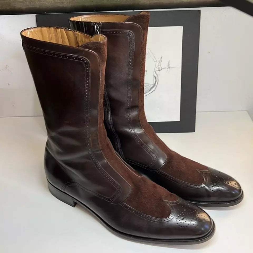 Gucci Men’s Brown Leather and Suede Boots