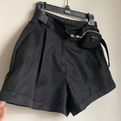 PRADA Detachable-Belt High-Rise Re-Nylon Shorts