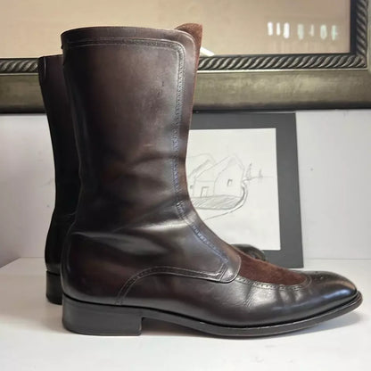 Gucci Men’s Brown Leather and Suede Boots