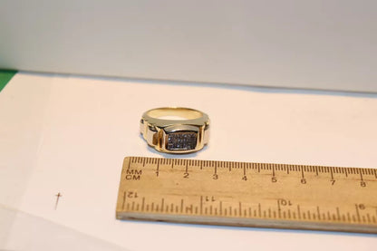 14K Yellow Gold Men's Invisible Set Diamond Ring