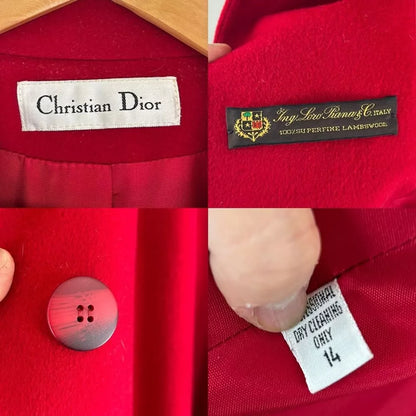 Vintage Christian Dior Red Italian wool coat