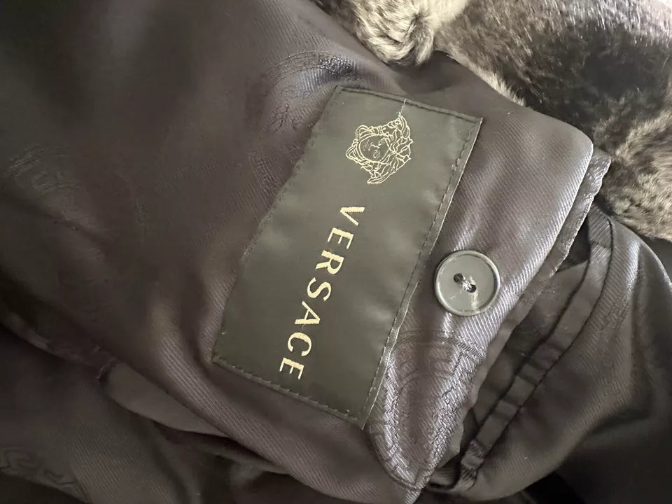 Versace Men’s Gray Chinchilla Real Fur Coat