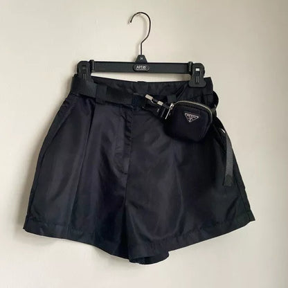 PRADA Detachable-Belt High-Rise Re-Nylon Shorts