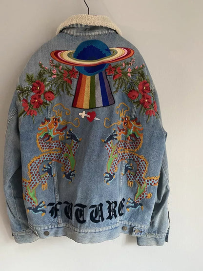 GUCCI Shearling Lined Denim Jacket