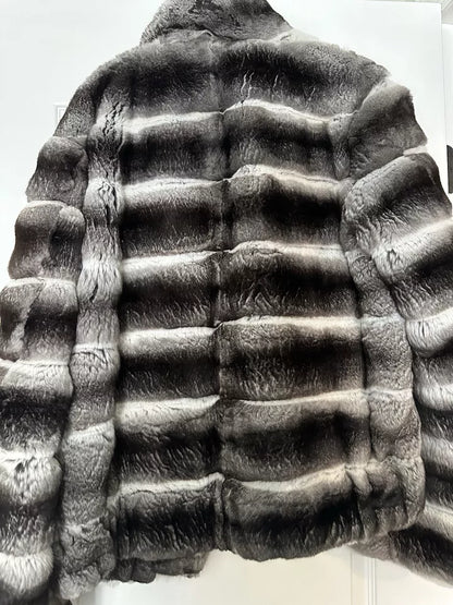 Versace Men’s Gray Chinchilla Real Fur Coat