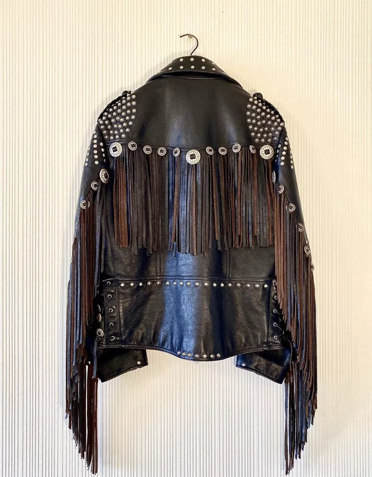 Gucci Studded Fringed Leather Jacket