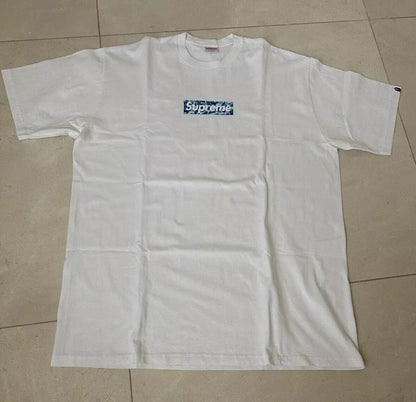 Supreme 1998 Bape Blue Camo Box Logo T-shirt