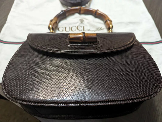 Gucci Brown Lizard Classic Bag